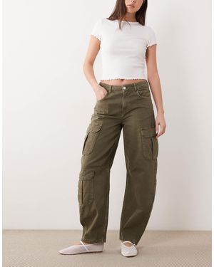 Mango Dilly 100% Cotton Utility Barrel Leg Jeans - Natural