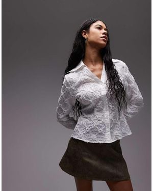 laagam Sally Fitted Textured Blouse - Grey
