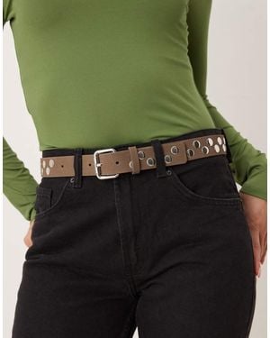 Mango Suede Studded Belt - Green