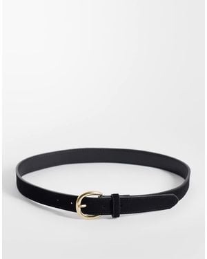 Mango Faux Suede Classic Belt - Black