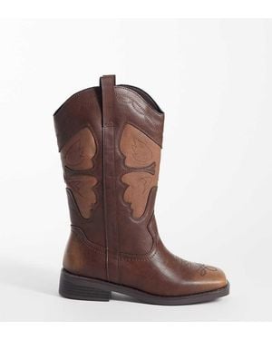 Glamorous Square Toe Western Knee Boots - Brown