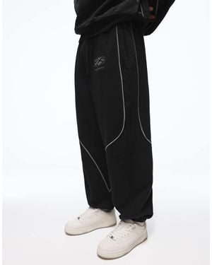 Bershka Washed Joggers With Piping - Black