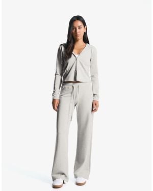 Bershka Plush Jersey Trousers - White