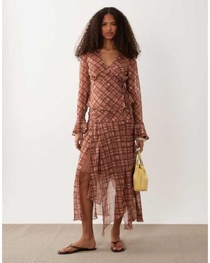 Wednesday's Girl Hanky Hem Midaxi Skirt - Brown