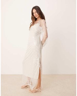 Finding Friday Sheer Open Sleeve Sequin Dress - Natural