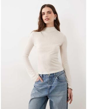 Miss Selfridge Sheer High Neck Top - White