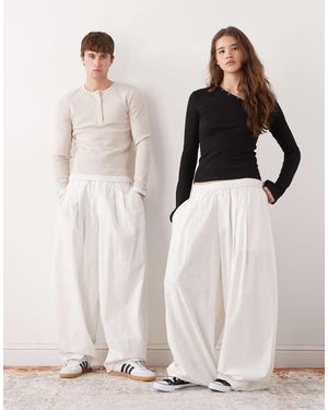 Collusion Unisex Xl Balloon Pant With Linen - White