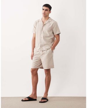 New Look Linen Look Pull On Shorts - Natural