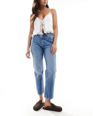 Stradivarius D89 Low Rise Mom Jean - Blue