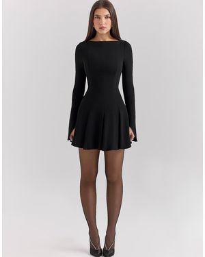House Of Cb Francesca Stretch Crepe Godet Mini Dress - Black