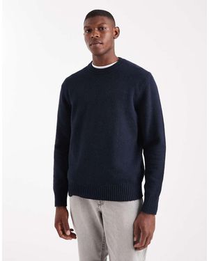 Only & Sons Jersey Azul Marino Holgado Con Cuello Redondo De Punto De