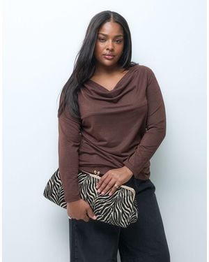 Vero Moda Long Sleeve Waterfall Top - Brown