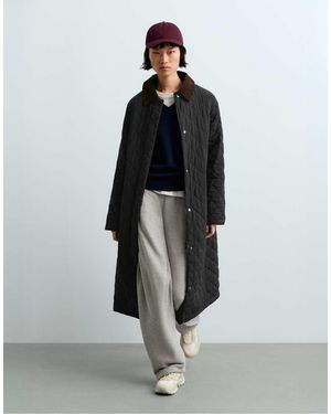 Oysho Fellex Aerogel Contrast Collar Long Padded Jacket - Black