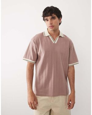 ASOS Ruimvallende Polo Met Inkeping Bij De Hals En Brede Ribbels - Rood