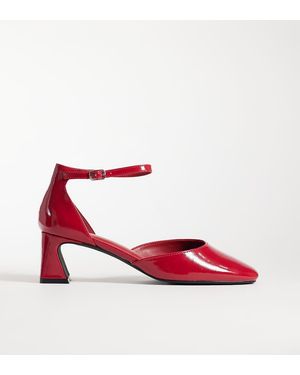 Glamorous Heeled Mary Janes - Red