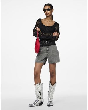 Pieces Denim Shorts - Red