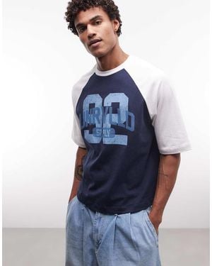 ASOS Boxy Oversized T-shirt With 92 Graphic - Blue