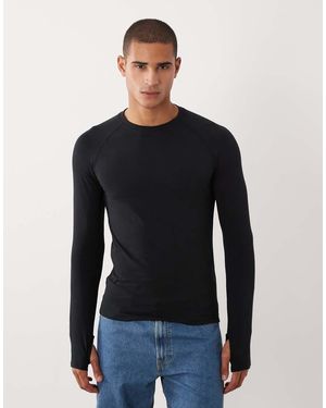 River Island Muscle Fit Technical Long Sleeve T-Shirt - Blue