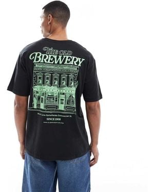 Only & Sons Oversized T-shirt With Brewery Back Print - Green