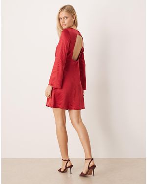 Y.A.S Open Back Satin Mini Dress - Pink