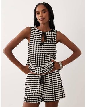 ASOS Crochet Jersey Short Co-ord - Black