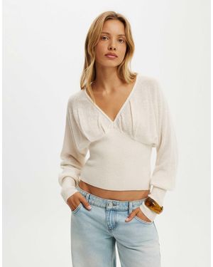 Cotton On Feather - top en maille à col v - Blanc