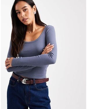 Hollister Long Sleeve Square Neck Top - Blue