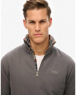 Superdry Essential Logo Half Zip Sweatshirt - Grey