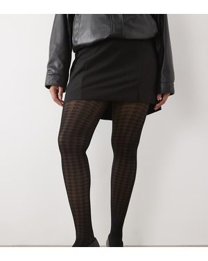 ASOS Asos Design Curve Superstretch Panty's Met Pied-De-Poule Patroon - Zwart