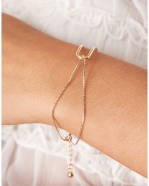 ASOS Bracelet With Dainty Cuff And Chain Detail - Natural