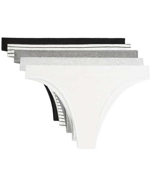 Oysho 5 Rib Cotton Blend Brazilian Briefs - White