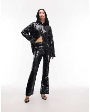 ASOS Tailored Premium Sequined Flare Trousers - Black
