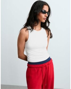 Oysho Ribbed Modal Blend Long Tank Top - White