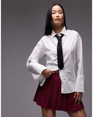 Vero Moda Camisa Blanca Extragrande Con Puños Muy Anchos De Tejido Almidonado De -Blanco - Multicolor