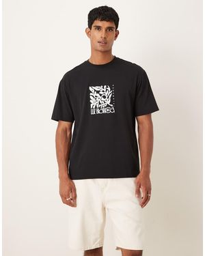 ASOS Relaxed T-shirt With Floral Chest Print - Black