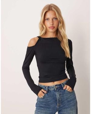 ASOS Polyamide Twist One Shoulder Top - Blue