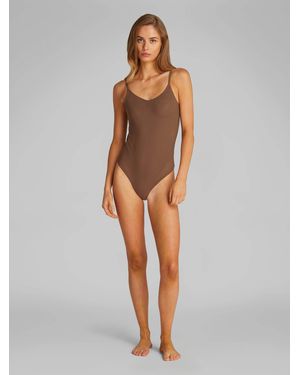 Calvin Klein Shapewear Sculpted Stay Put Mesh Thong Bodysuit - White