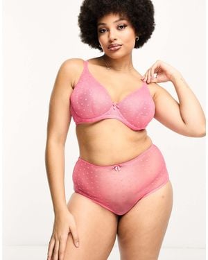 Ivory Rose Ivory rose – curve – transparenter herz-slip aus netzstoff mit hohem bund - Pink