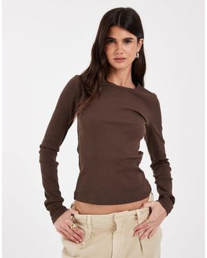 JJXX Rib Long Sleeve Top - Brown
