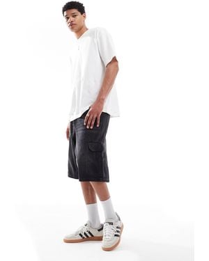 Bershka Denim Cargo Shorts - White