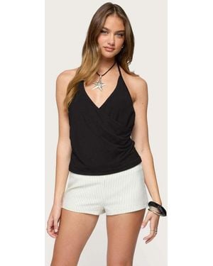 Edikted Carmel V Neck Halter Top - Black
