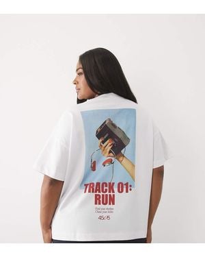 4505 Curve Heavyweight Cotton Oversized T-shirt With Retro Back Print - White