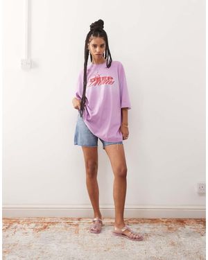 Weekday Oversized T-shirt With Deep Dreams Graphic Print - Pink