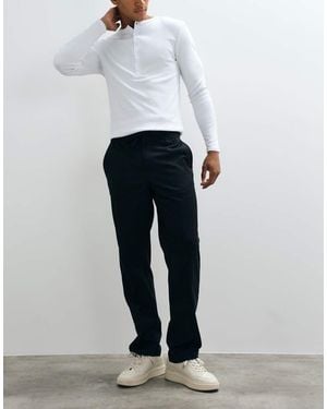 Threadbare Pantalones De Pernera Recta Con Cintura De Cordón Y Pinza En - Blanco