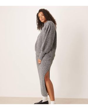 ASOS Asos Design Curve Fluffy Maxi Skirt Co-Ord - Grey