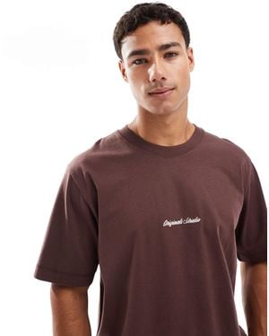 Jack & Jones Oversize T-Shirt With Originals Embroidery - Brown
