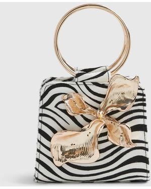 River Island Zebra Metal Detail Clutch Bag - White