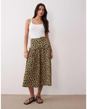 Wednesday's Girl Ruffle Midi Skirt - Yellow