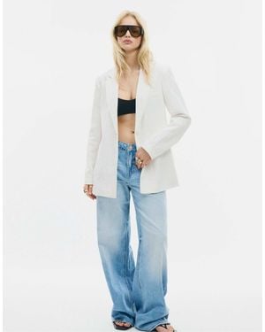 Stradivarius – taillierter rustikaler blazer - Blau
