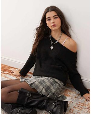 Miss Selfridge Maglione Vestibilità Comoda Asimmetrico Con Spalla Scoperta - Nero